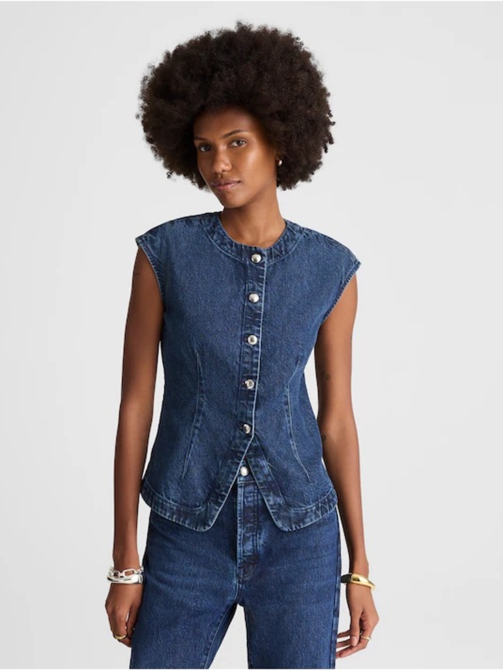 Madewell Round-Neck Dark Indigo Denim Top